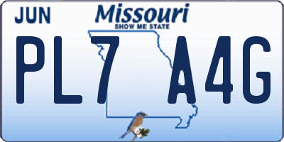 MO license plate PL7A4G