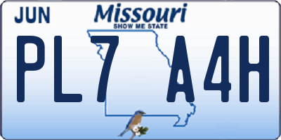 MO license plate PL7A4H