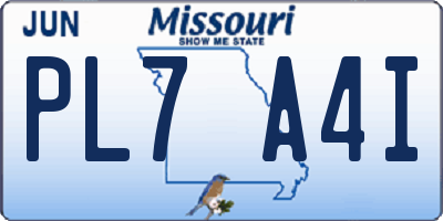 MO license plate PL7A4I