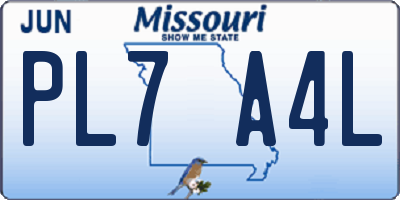 MO license plate PL7A4L