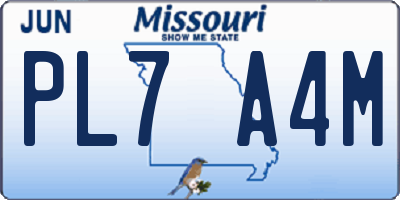 MO license plate PL7A4M
