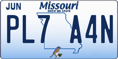 MO license plate PL7A4N