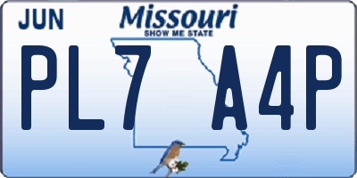 MO license plate PL7A4P