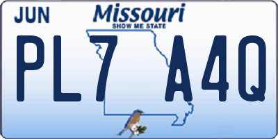 MO license plate PL7A4Q