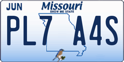 MO license plate PL7A4S