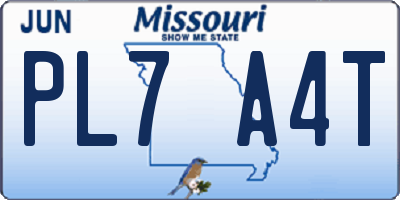 MO license plate PL7A4T