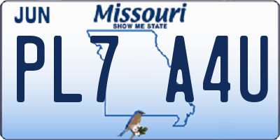 MO license plate PL7A4U