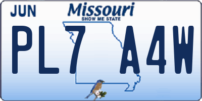 MO license plate PL7A4W