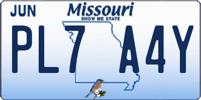 MO license plate PL7A4Y