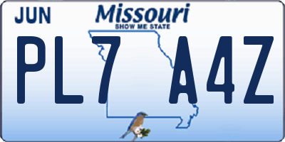 MO license plate PL7A4Z
