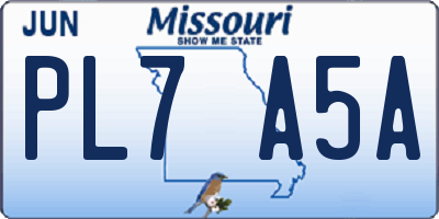 MO license plate PL7A5A