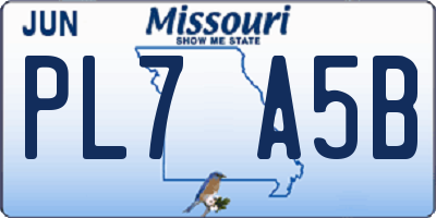 MO license plate PL7A5B