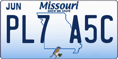 MO license plate PL7A5C