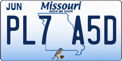 MO license plate PL7A5D