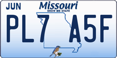 MO license plate PL7A5F
