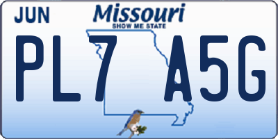 MO license plate PL7A5G