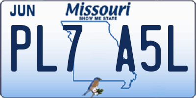 MO license plate PL7A5L
