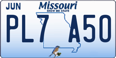 MO license plate PL7A5O