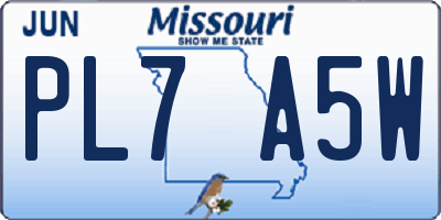 MO license plate PL7A5W