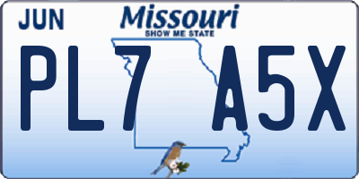MO license plate PL7A5X