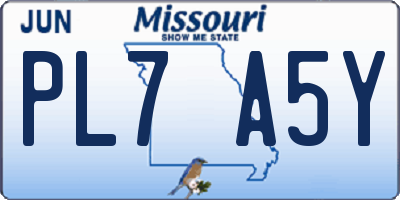 MO license plate PL7A5Y