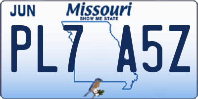 MO license plate PL7A5Z