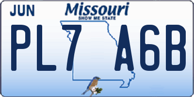MO license plate PL7A6B