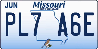 MO license plate PL7A6E