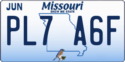 MO license plate PL7A6F