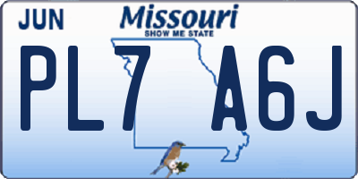 MO license plate PL7A6J