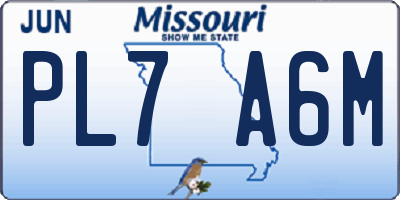 MO license plate PL7A6M