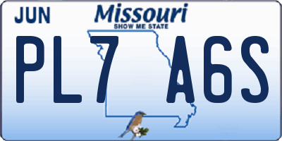 MO license plate PL7A6S