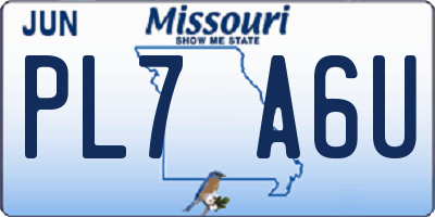 MO license plate PL7A6U