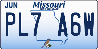 MO license plate PL7A6W