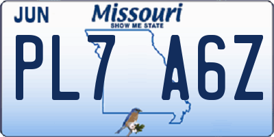 MO license plate PL7A6Z