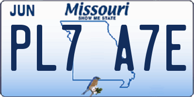 MO license plate PL7A7E