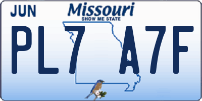 MO license plate PL7A7F