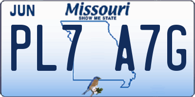 MO license plate PL7A7G