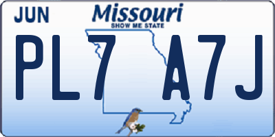 MO license plate PL7A7J