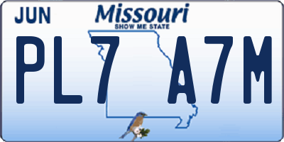 MO license plate PL7A7M