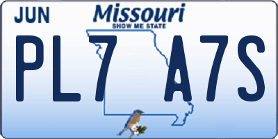 MO license plate PL7A7S