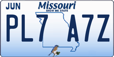 MO license plate PL7A7Z