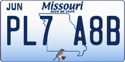 MO license plate PL7A8B
