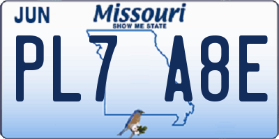MO license plate PL7A8E