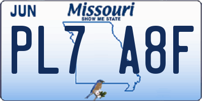 MO license plate PL7A8F