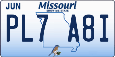 MO license plate PL7A8I