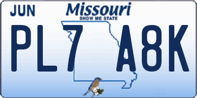 MO license plate PL7A8K