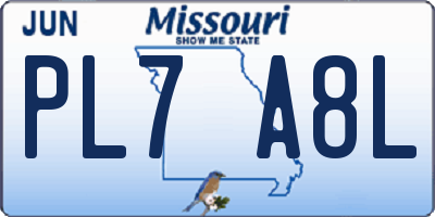 MO license plate PL7A8L
