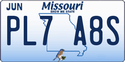MO license plate PL7A8S