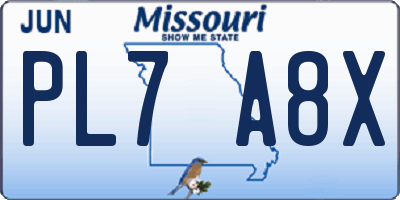MO license plate PL7A8X